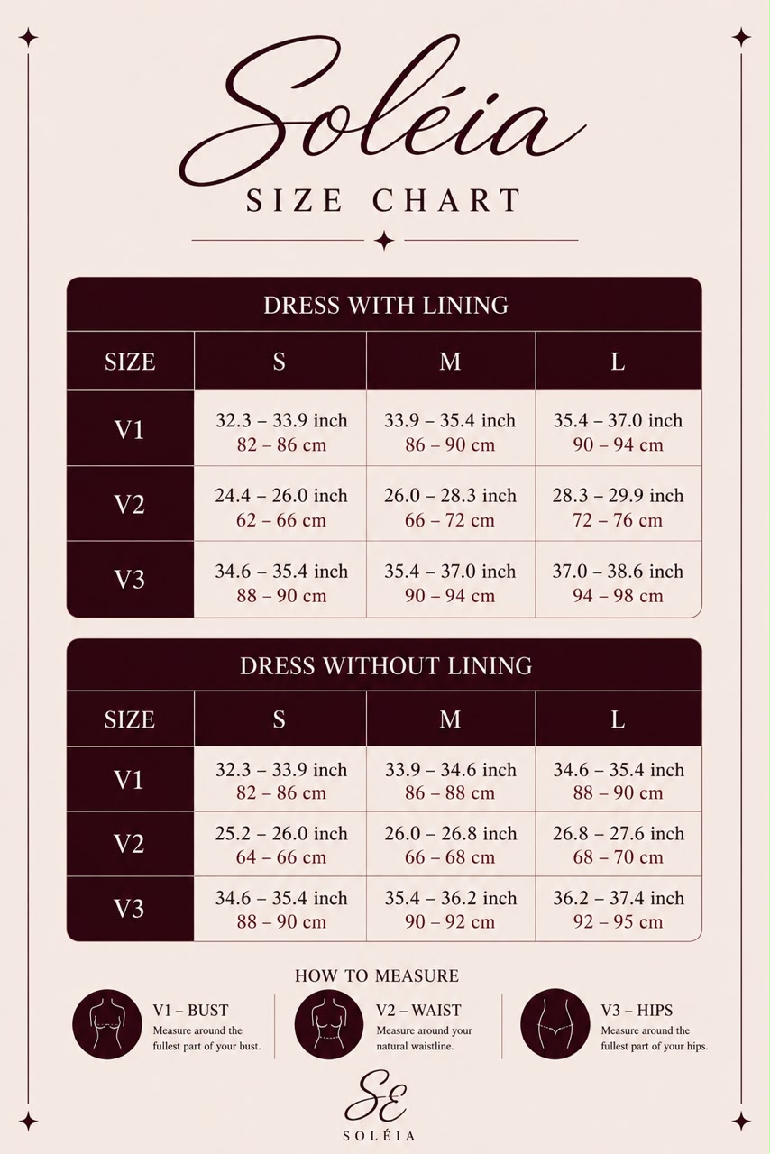 Soléia House size chart